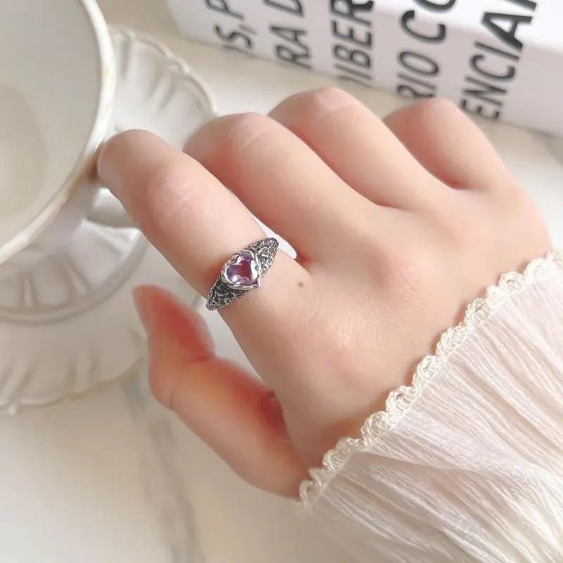 Amethyst Heart Ring