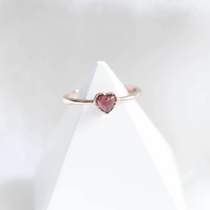 Amore Melting Heart Garnet Ring - 925 Sterling Silver - Passion Stone