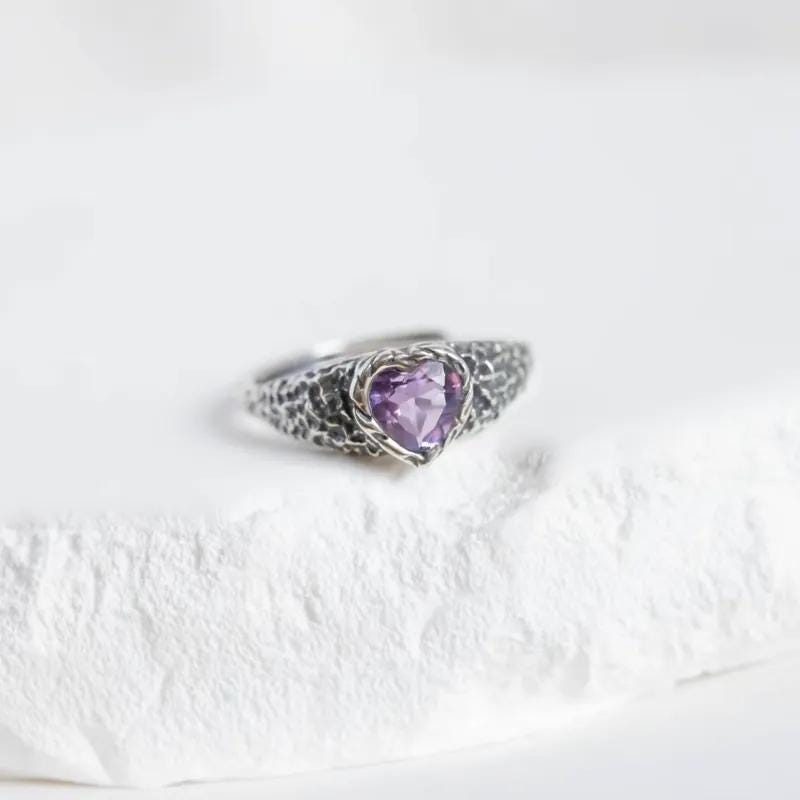 Amethyst Heart Ring