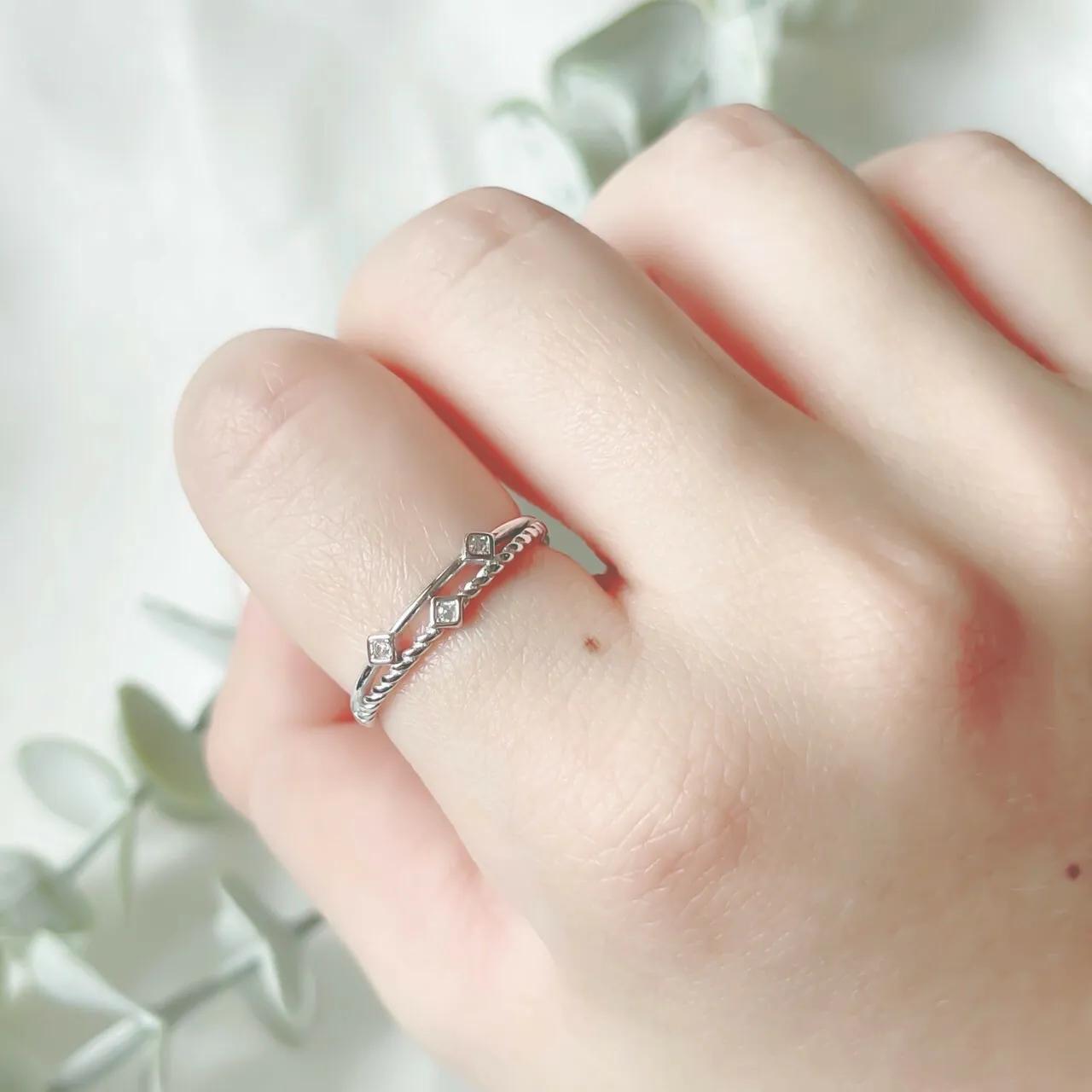 Diamond Shape Double Layer Ring