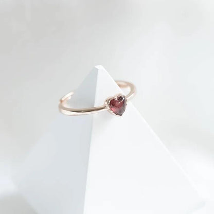 Amore Melting Heart Garnet Ring - 925 Sterling Silver - Passion Stone