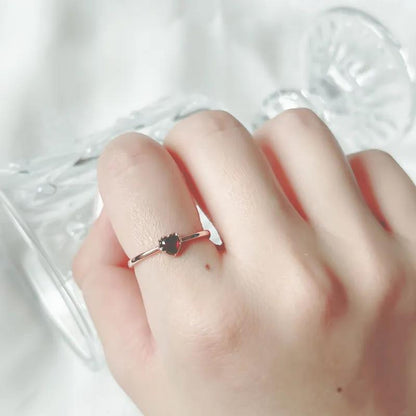 Amore Melting Heart Garnet Ring - 925 Sterling Silver - Passion Stone
