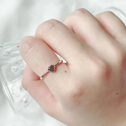 Amore Melting Heart Garnet Ring - 925 Sterling Silver - Passion Stone