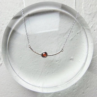 Felice Garnet Smile Necklace - 925 Sterling Silver - Adjustable Chain